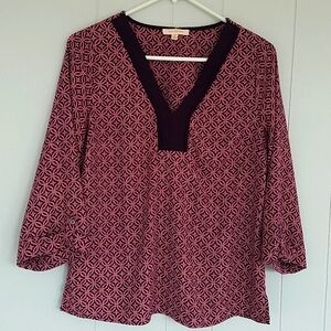 Skies Are Blue Boho V-neck 3/4 sleeve Blou…